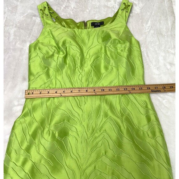 Per Se Lime Green Silk Cotton Textured Sleeveless Bodycon Knee-Length Dress Sz 4 - Picture 15 of 16